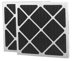 Made in USA - 12" Noml Height x 24" Noml Width x 1" Noml Depth, 70% Capture Efficiency, Wire-Backed Pleated Air Filter - MERV 8, Cotton/Polyester & Activated Carbon, Integrated Beverage Board Frame, 500 Max FPM, 1,000 CFM, For Any Unit - Apex Tool & Supply