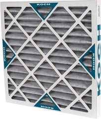 Made in USA - 20" Noml Height x 20" Noml Width x 2" Noml Depth, 70% Capture Efficiency, Wire-Backed Pleated Air Filter - MERV 8, Cotton/Polyester & Activated Carbon, Integrated Beverage Board Frame, 500 Max FPM, 1,400 CFM, For Any Unit - Apex Tool & Supply