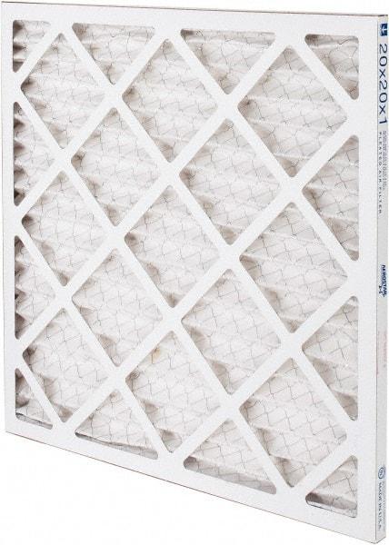 Made in USA - 20" Noml Height x 20" Noml Width x 1" Noml Depth, 35% Capture Efficiency, Wire-Backed Pleated Air Filter - MERV 8, Synthetic, Integrated Paperboard Frame, 300 Max FPM, 825 CFM, For Any Unit - Apex Tool & Supply