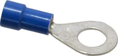 Made in USA - 16-14 AWG Fully Insulated Crimp Connection Circular Ring Terminal - 1/4" Stud, Copper Contact - Apex Tool & Supply