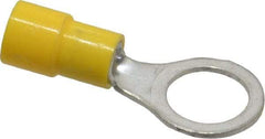 Made in USA - 12-10 AWG Fully Insulated Crimp Connection Circular Ring Terminal - 3/8" Stud, Copper Contact - Apex Tool & Supply