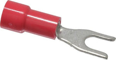 Made in USA - #6 Stud, 22 to 18 AWG Compatible, Fully Insulated, Crimp Connection, Standard Fork Terminal - Apex Tool & Supply