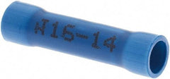 Made in USA - 16 to 14 AWG Compatible, Butt Splice Terminal - Blue - Apex Tool & Supply