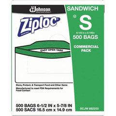 Ziploc - 500 Piece, 22 oz. Capacity, 6-1/2 Inch Long x 6 Inch Wide, Ziploc Sandwich Bag - 1.2 mil Thick, Rectangle Clear Plastic - Apex Tool & Supply
