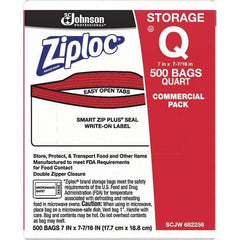 Ziploc - 500 Piece, 1 Quart Capacity, 8 Inch Long x 7 Inch Wide, Ziploc Storage Bag - 1.75 mil Thick, Rectangle Clear Plastic - Apex Tool & Supply