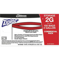 Ziploc - 100 Piece, 2 Gallon Capacity, 13 Inch Long x 15-1/2 Inch Wide, Ziploc Storage Bag - 1.75 mil Thick, Rectangle Clear Plastic - Apex Tool & Supply