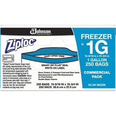 Ziploc - 250 Piece, 1 Gallon Capacity, 11 Inch Long x 10-1/2 Inch Wide, Ziploc Freezer Bag - 2.7 mil Thick, Rectangle Clear Plastic - Apex Tool & Supply