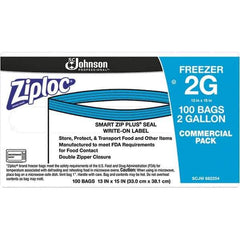 Ziploc - 100 Piece, 2 Gallon Capacity, 13 Inch Long x 15-1/2 Inch Wide, Ziploc Freezer Bag - 2.7 mil Thick, Rectangle Clear Plastic - Apex Tool & Supply