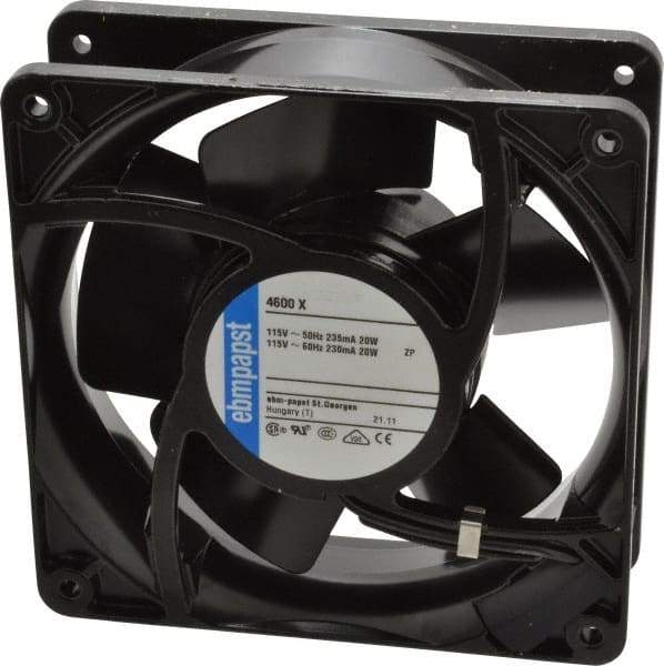 EBM Papst - 115 Volts, AC, 106 CFM, Square Tube Axial Fan - 0.16 Amp Rating, 119mm High x 119mm Wide x 1-1/2" Deep - Apex Tool & Supply