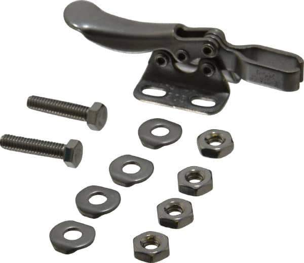De-Sta-Co - 75 Lb Holding Capacity, Horizontal Handle, Manual Hold Down Toggle Clamp - 80° Handle Movement, 90° Bar Opening, U-Bar, Flanged Base, Electro-Plated Zinc, Stainless Steel - Apex Tool & Supply