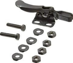 De-Sta-Co - 75 Lb Holding Capacity, Horizontal Handle, Manual Hold Down Toggle Clamp - 80° Handle Movement, 90° Bar Opening, U-Bar, Flanged Base, Electro-Plated Zinc, Stainless Steel - Apex Tool & Supply