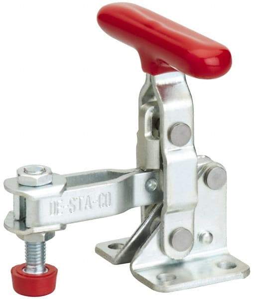 De-Sta-Co - 100 Lb Holding Capacity, Vertical Handle, Manual Hold Down Toggle Clamp - 55° Handle Movement, 100° Bar Opening, U-Bar, Flanged Base, Electro-Plated Zinc, Carbon Steel - Apex Tool & Supply