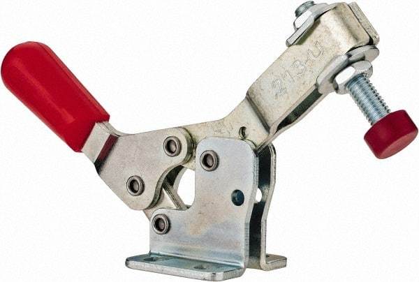 De-Sta-Co - 150 Lb Holding Capacity, Horizontal Handle, Manual Hold Down Toggle Clamp - 60° Handle Movement, 90° Bar Opening, U-Bar, Flanged Base, Electro-Plated Zinc, Carbon Steel - Apex Tool & Supply