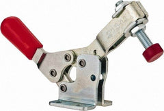 De-Sta-Co - 150 Lb Holding Capacity, Horizontal Handle, Manual Hold Down Toggle Clamp - 60° Handle Movement, 90° Bar Opening, U-Bar, Flanged Base, Electro-Plated Zinc, Carbon Steel - Apex Tool & Supply