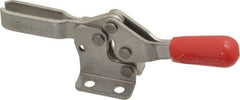 De-Sta-Co - 150 Lb Holding Capacity, Horizontal Handle, Manual Hold Down Toggle Clamp - 60° Handle Movement, 90° Bar Opening, U-Bar, Flanged Base, Electro-Plated Zinc, Stainless Steel - Apex Tool & Supply