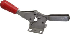 De-Sta-Co - 250 Lb Holding Capacity, Horizontal Handle, Manual Hold Down Toggle Clamp - 61° Handle Movement, 91° Bar Opening, U-Bar, Flanged Base, Electro-Plated Zinc, Stainless Steel - Apex Tool & Supply