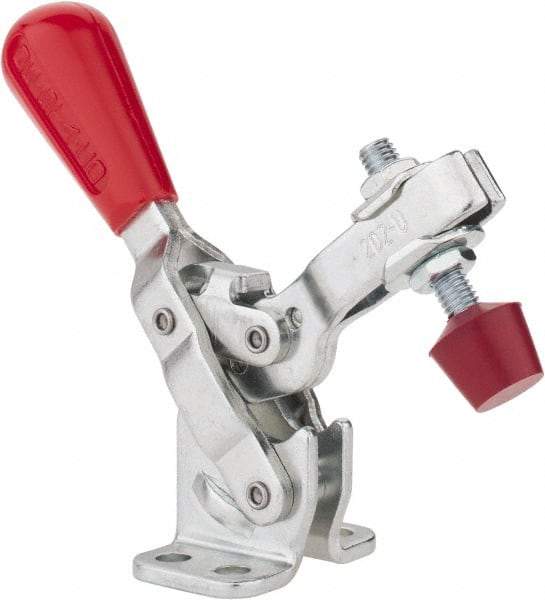 De-Sta-Co - 200 Lb Holding Capacity, Vertical Handle, Manual Hold Down Toggle Clamp - 65° Handle Movement, 105° Bar Opening, U-Bar, Flanged Base, Electro-Plated Zinc, Carbon Steel - Apex Tool & Supply