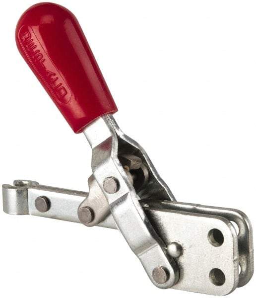De-Sta-Co - 200 Lb Holding Capacity, Vertical Handle, Manual Hold Down Toggle Clamp - 65° Handle Movement, 105° Bar Opening, Solid Bar, Straight Base, Electro-Plated Zinc, Carbon Steel - Apex Tool & Supply