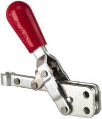 De-Sta-Co - 200 Lb Holding Capacity, Vertical Handle, Manual Hold Down Toggle Clamp - 65° Handle Movement, 105° Bar Opening, Solid Bar, Straight Base, Electro-Plated Zinc, Carbon Steel - Apex Tool & Supply