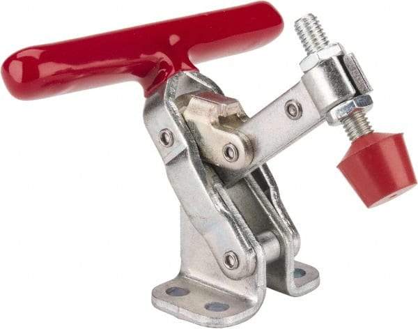 De-Sta-Co - 200 Lb Holding Capacity, Vertical Handle, Manual Hold Down Toggle Clamp - 65° Handle Movement, 105° Bar Opening, Solid Bar, Flanged Base, Electro-Plated Zinc, Carbon Steel - Apex Tool & Supply