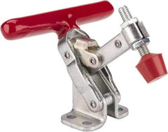 De-Sta-Co - 200 Lb Holding Capacity, Vertical Handle, Manual Hold Down Toggle Clamp - 65° Handle Movement, 105° Bar Opening, Solid Bar, Flanged Base, Electro-Plated Zinc, Carbon Steel - Apex Tool & Supply