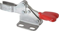 De-Sta-Co - 100 Lb Holding Capacity, Horizontal Handle, Manual Hold Down Toggle Clamp - 90° Handle Movement, 90° Bar Opening, U-Bar, Flanged Base, Electro-Plated Zinc, Stainless Steel - Apex Tool & Supply