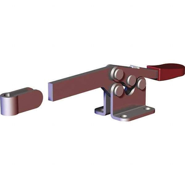 De-Sta-Co - 200 Lb Holding Capacity, Horizontal Handle, Manual Hold Down Toggle Clamp - 78° Handle Movement, 87° Bar Opening, Solid Bar, Flanged Base, Electro-Plated Zinc, Carbon Steel - Apex Tool & Supply