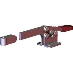 De-Sta-Co - 200 Lb Holding Capacity, Horizontal Handle, Manual Hold Down Toggle Clamp - 78° Handle Movement, 87° Bar Opening, Solid Bar, Flanged Base, Electro-Plated Zinc, Carbon Steel - Apex Tool & Supply