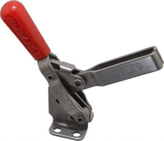De-Sta-Co - 450 Lb Holding Capacity, Vertical Handle, Manual Hold Down Toggle Clamp - 57° Handle Movement, 99° Bar Opening, U-Bar, Flanged Base, Electro-Plated Zinc, Stainless Steel - Apex Tool & Supply
