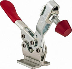 De-Sta-Co - 500 Lb Holding Capacity, Horizontal Handle, Manual Hold Down Toggle Clamp - 70° Handle Movement, 92° Bar Opening, U-Bar, Flanged Base, Electro-Plated Zinc, Carbon Steel - Apex Tool & Supply