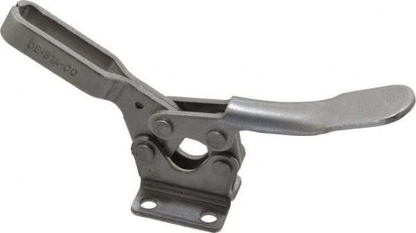 De-Sta-Co - 600 Lb Holding Capacity, Horizontal Handle, Manual Hold Down Toggle Clamp - 70° Handle Movement, 92° Bar Opening, U-Bar, Flanged Base, Electro-Plated Zinc, Stainless Steel - Apex Tool & Supply