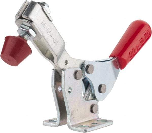 De-Sta-Co - 500 Lb Holding Capacity, Horizontal Handle, Manual Hold Down Toggle Clamp - 56° Handle Movement, 91° Bar Opening, U-Bar, Flanged Base, Electro-Plated Zinc, Carbon Steel - Apex Tool & Supply