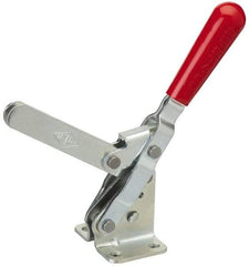 De-Sta-Co - 750 Lb Holding Capacity, Vertical Handle, Manual Hold Down Toggle Clamp - 58° Handle Movement, 103° Bar Opening, Solid Bar, Flanged Base, Electro-Plated Zinc, Carbon Steel - Apex Tool & Supply