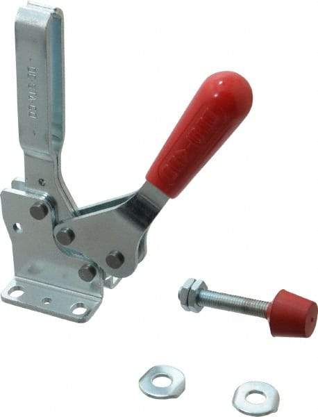 De-Sta-Co - 750 Lb Holding Capacity, Horizontal Handle, Manual Hold Down Toggle Clamp - 59° Handle Movement, 93° Bar Opening, U-Bar, Flanged Base, Electro-Plated Zinc, Carbon Steel - Apex Tool & Supply