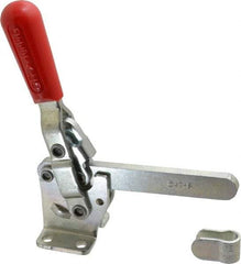 De-Sta-Co - 1,000 Lb Holding Capacity, Vertical Handle, Manual Hold Down Toggle Clamp - 67° Handle Movement, 120° Bar Opening, Solid Bar, Flanged Base, Electro-Plated Zinc, Carbon Steel - Apex Tool & Supply