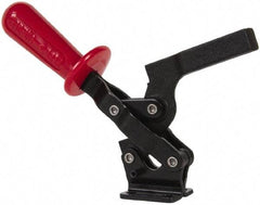 De-Sta-Co - 500 Lb Holding Capacity, Vertical Handle, Manual Hold Down Toggle Clamp - 75° Handle Movement, 90° Bar Opening, Solid Bar, Flanged Base, Electro-Plated Zinc, Carbon Steel - Apex Tool & Supply