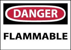 NMC - Danger - Flammable, Pressure Sensitive Vinyl Fire Sign - 5" Wide x 3" High - Apex Tool & Supply