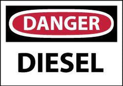 NMC - Hazardous Materials Label, Header: DANGER - Legend: Danger - Diesel, English, Red, Black & White, 5" Long x 3" High, Sign Muscle Finish - Apex Tool & Supply