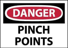NMC - Accident Prevention Label, Header: DANGER - Legend: Danger - Pinch Points, English, Red, Black & White, 5" Long x 3" High, Sign Muscle Finish - Apex Tool & Supply