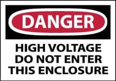 NMC - Accident Prevention Label, Header: DANGER - Legend: Danger - High Voltage - Do Not Enter This Enclosure, English, Red, Black & White, 5" Long x 3" High, Sign Muscle Finish - Apex Tool & Supply