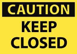 NMC - Accident Prevention Label, Header: CAUTION - Legend: Caution - Keep Closed, English, Black & Yellow, 5" Long x 3" High, Sign Muscle Finish - Apex Tool & Supply