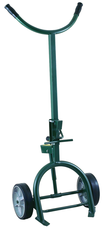 Drum Truck - Adjustable/Replaceable Chime Hook for steel or fiber drums - Spring loaded - 10" M.O.R wheels - Apex Tool & Supply