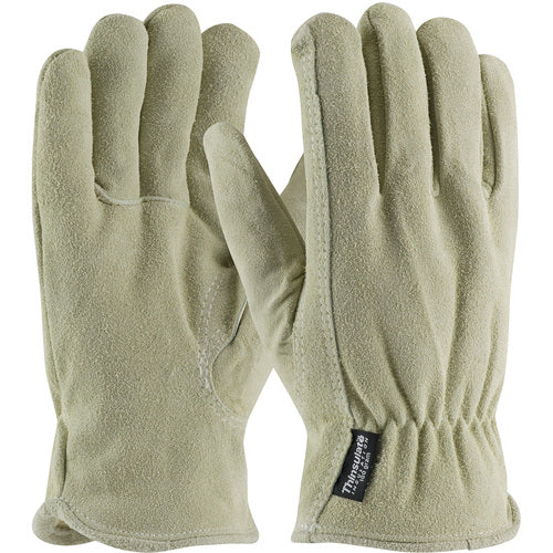 ‎77-289TL/L Insulated Drivers Gloves - Split Cowhide Drivers - Premium - Thinsulate Lining - Beige - Key Thumb - Exact Industrial Supply