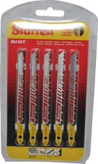 Starrett - 4" Long, 6 Teeth per Inch, Bi-Metal Jig Saw Blade - Toothed Edge, 5/16" Wide x 0.05" Thick, U-Shank, Ground Taper Tooth Set - Apex Tool & Supply