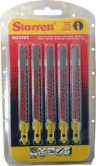 Starrett - 4" Long, 10 Teeth per Inch, Bi-Metal Jig Saw Blade - Toothed Edge, 5/16" Wide x 0.05" Thick, U-Shank, Ground Taper Tooth Set - Apex Tool & Supply