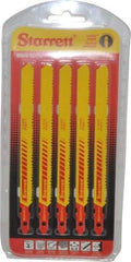 Starrett - 5" Long, 10 to 14 Teeth per Inch, Bi-Metal Jig Saw Blade - Toothed Edge, 3/8" Wide x 0.04" Thick, U-Shank, Wavy Tooth Set - Apex Tool & Supply