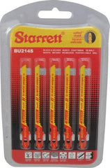 Starrett - 3" Long, 14 Teeth per Inch, Bi-Metal Jig Saw Blade - Toothed Edge, 3/16" Wide x 0.04" Thick, U-Shank, Wavy Tooth Set - Apex Tool & Supply