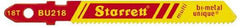 Starrett - 3" Long, 18 Teeth per Inch, Bi-Metal Jig Saw Blade - Toothed Edge, 3/8" Wide x 0.04" Thick, U-Shank, Wavy Tooth Set - Apex Tool & Supply
