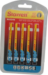 Starrett - 3" Long, 24 Teeth per Inch, Bi-Metal Jig Saw Blade - Toothed Edge, 3/16" Wide x 0.04" Thick, U-Shank, Wavy Tooth Set - Apex Tool & Supply