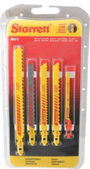Starrett - 5 Piece, 3" to 5" Long, 6 to 14 Teeth per Inch, Bi-Metal Jig Saw Blade Set - Toothed Edge, 3/16" to 3/8" Wide, 0.04" to 0.05" Thick, U-Shank - Apex Tool & Supply